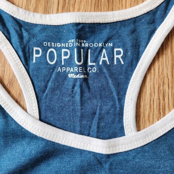 VALRAVN CEDER POINT Tank T-Shirt Size Medium Blue Racer-Back Tee Coverup Top - Picture 3 of 5